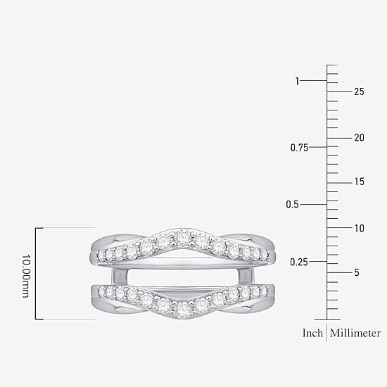 Womens 1/2 CT. T.W. Natural White Diamond 10K Gold Wedding Ring Guard