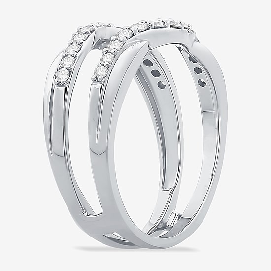 Womens 1/2 CT. T.W. Natural White Diamond 10K Gold Wedding Ring Guard