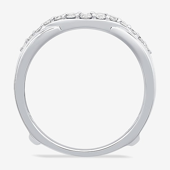 Womens 1/2 CT. T.W. Natural White Diamond 10K Gold Wedding Ring Guard
