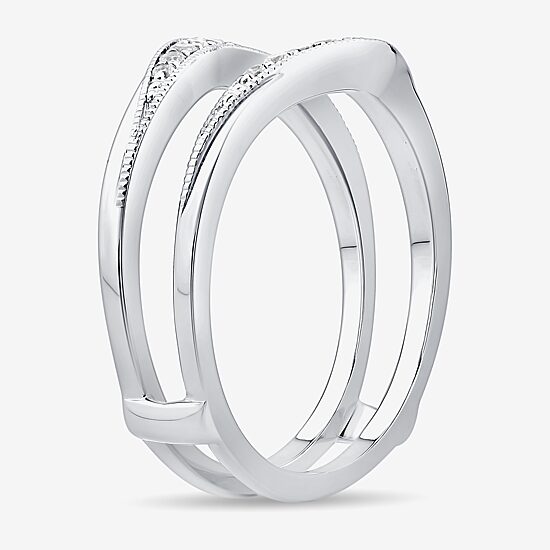 Womens 1/5 CT. Natural White Diamond 10K Gold Wedding Ring Guard