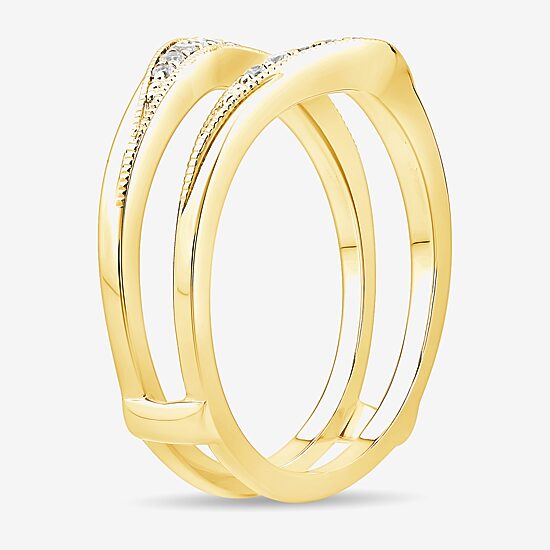 Womens 1/5 CT. Natural White Diamond 10K Gold Wedding Ring Guard
