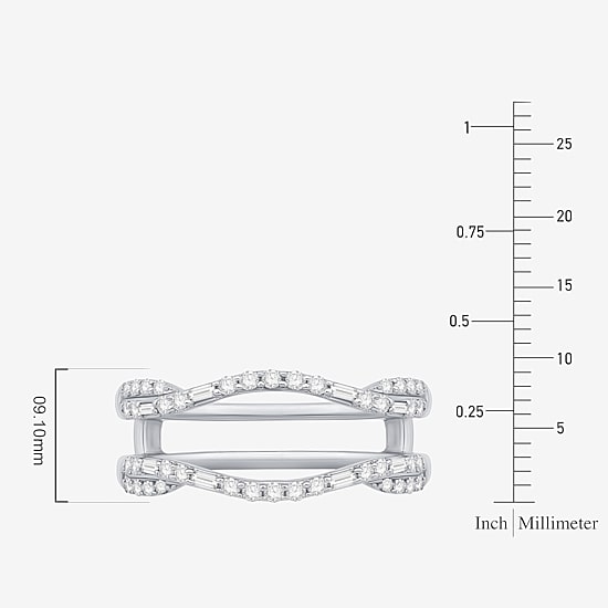 Womens 1/2 CT. T.W. Natural White Diamond 10K Gold Wedding Ring Guard