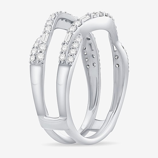 Womens 1/2 CT. T.W. Natural White Diamond 10K Gold Wedding Ring Guard