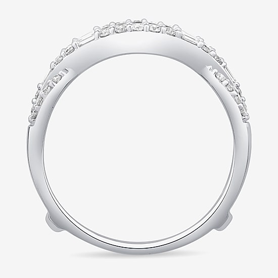 Womens 1/2 CT. T.W. Natural White Diamond 10K Gold Wedding Ring Guard