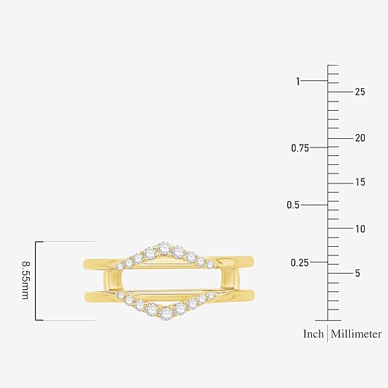 Womens 1/5 CT. Natural White Diamond 10K Gold Wedding Ring Guard