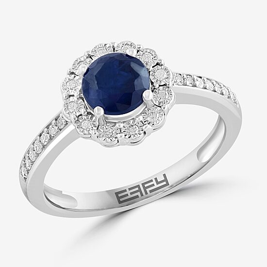 Effy Final Call Womens 1/7 CT. T.W. Genuine Blue Sapphire Sterling Silver Cocktail Ring