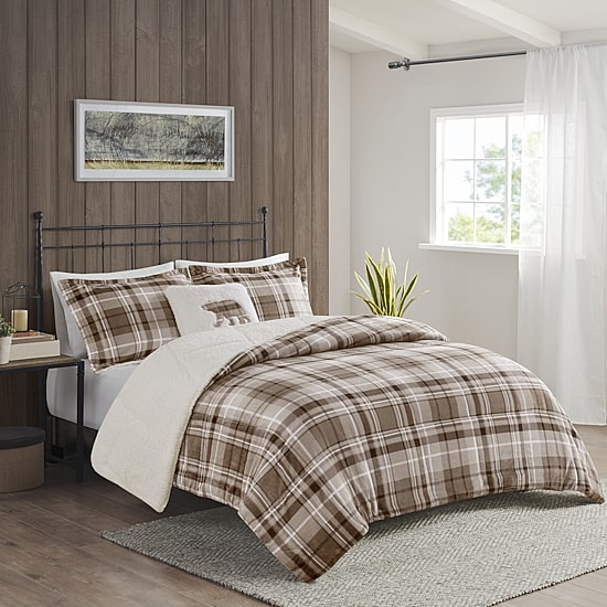 Woolrich Alton Plush to Sherpa Down Alternative Comforter Set with Throw Pillow