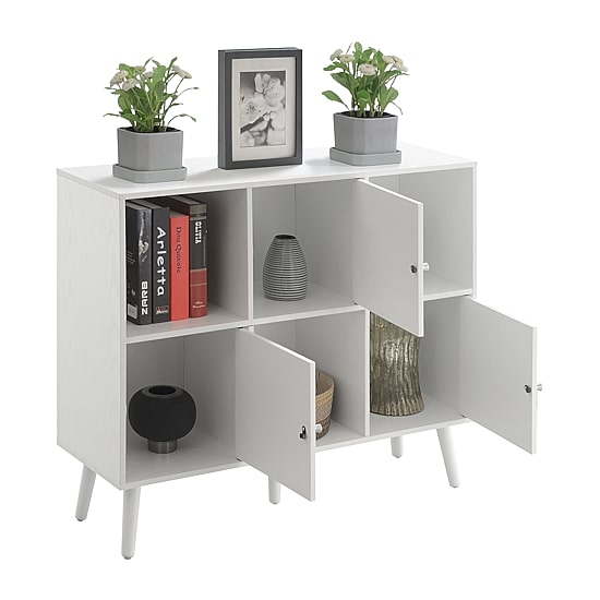 Xtra Storage Cube Organizer Sideboard Console Table with 3 Cubbies and 3 Cabinets