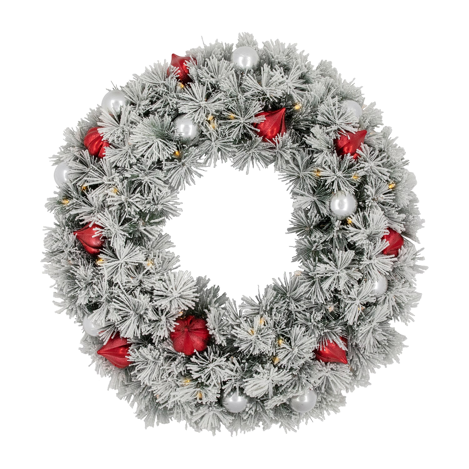 Northlight Snowy Bristle Pine Artificial 30-Inch Warm White Lights Pre-Lit Wreath