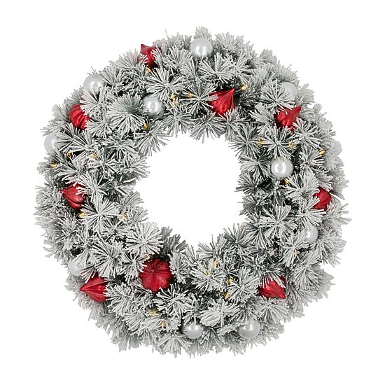 Northlight Snowy Bristle Pine Artificial 30-Inch Warm White Lights Pre-Lit Wreath