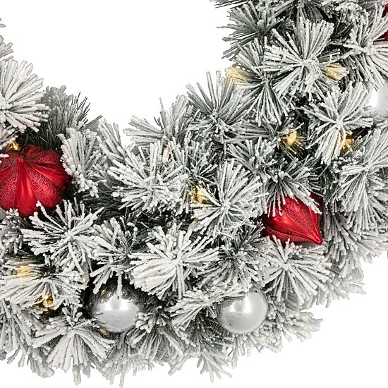 Northlight Snowy Bristle Pine Artificial 30-Inch Warm White Lights Pre-Lit Wreath