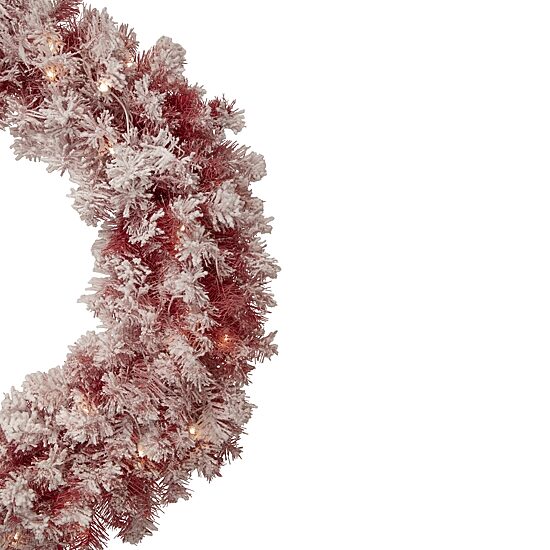 Northlight Flocked Red Artificial 36 Inch Clear Lights Pre-Lit Wreath