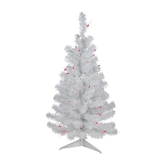 Northlight Slim White Artificial Pink Lights 3 Foot Pre-Lit Pine Christmas Tree