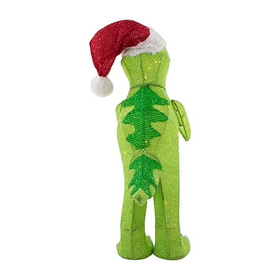 Northlight 30" Led Tinsel Santa T-Rex Dinosaur Outdoor Christmas Yard Art