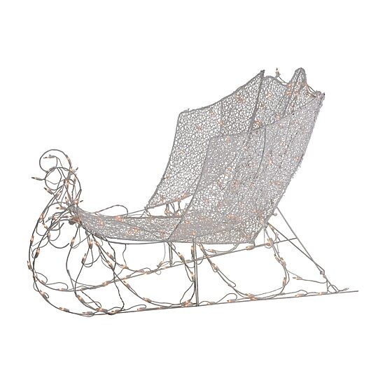 Northlight 48" White Pre-Lit Crystal 3d Sleigh Christmas Yard Art