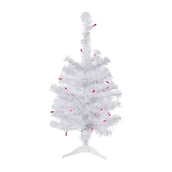 Northlight Woodbury White Slim Artificial Pink Lights 2 Foot Pre-Lit Pine Christmas Tree