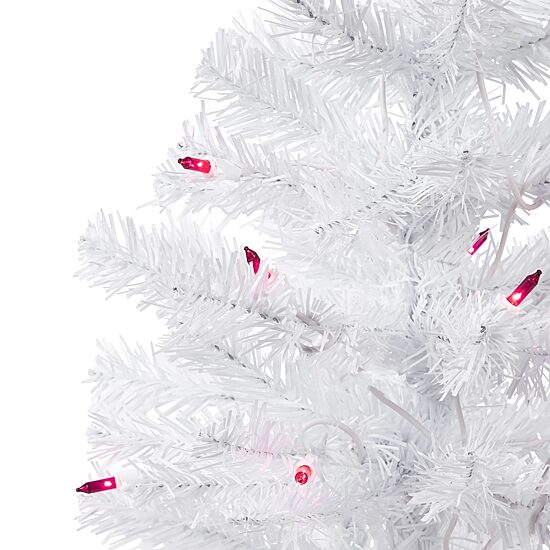 Northlight Woodbury White Slim Artificial Pink Lights 2 Foot Pre-Lit Pine Christmas Tree