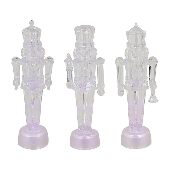 Northlight 7.5" Led Icy Crystal Figurines 3-pc. Christmas Nutcracker