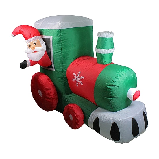 Northlight 4.5' Inflatable Santa On Locomotive Train Outdoor Christmas Yard Art