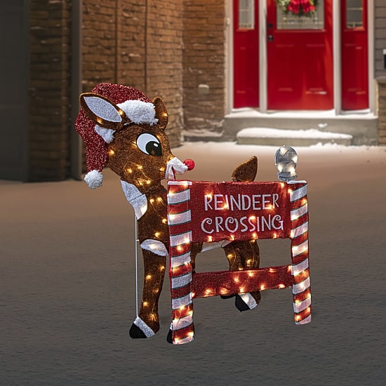 Northlight 36" Led Rudolph Reindeer Crossing Outdoor Sign Christmas Yard Art