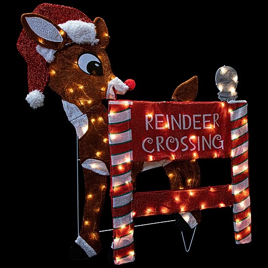 Northlight 36" Led Rudolph Reindeer Crossing Outdoor Sign Christmas Yard Art