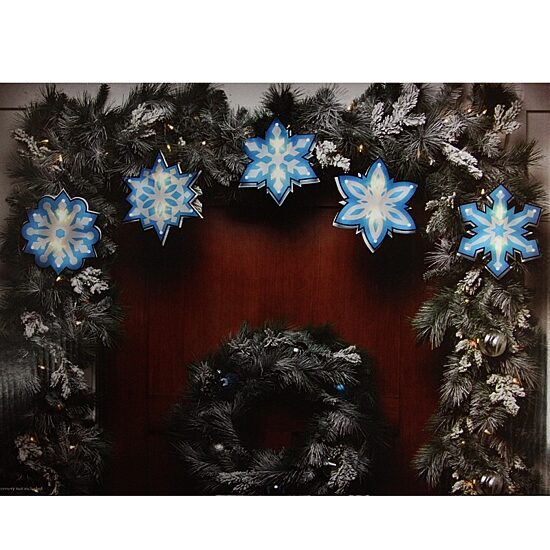 Northlight 10ct Blue And White Snowflake 4.5-Feet White Wire String Lights