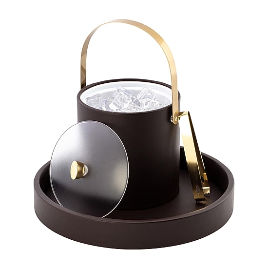 Kraftware Arc 3-pc. Ice Bucket + Tong Gold Trim Set