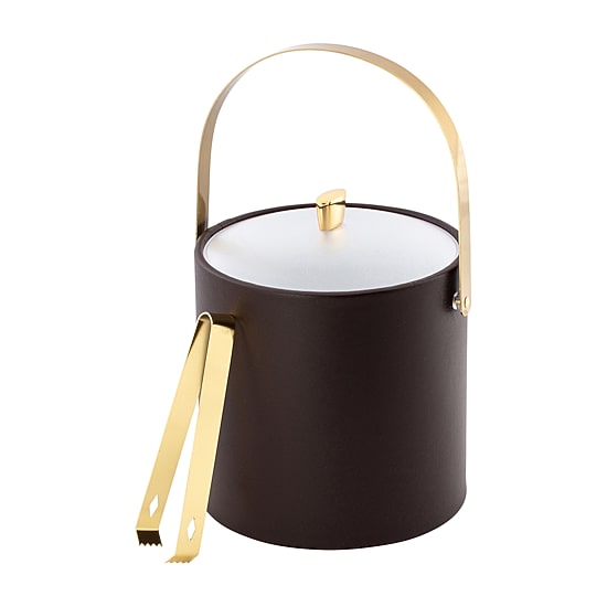 Kraftware Arc 3-pc. Ice Bucket + Tong Gold Trim Set