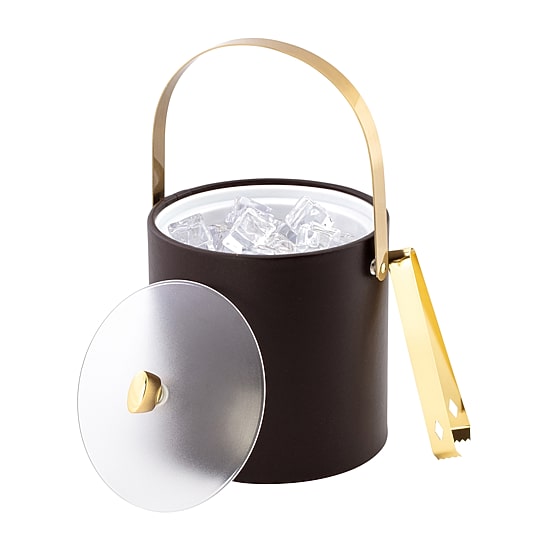 Kraftware Arc 3-pc. Ice Bucket + Tong Gold Trim Set
