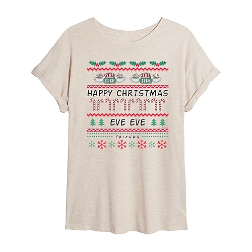 Friends Merry Christmas Eve Eve Tee Womens Crew Neck Short Sleeve Friends Graphic T-Shirt, Xx-large, Beige