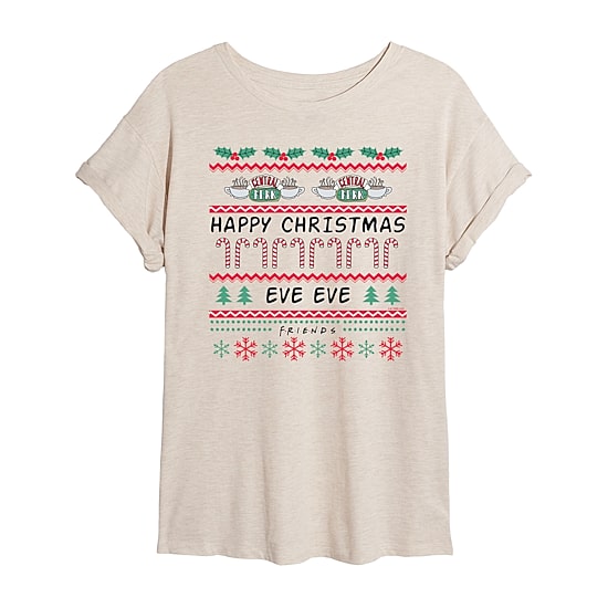Merry Christmas Eve Eve Tee Womens Crew Neck Short Sleeve Relaxed Fit Friends Graphic T-Shirt
