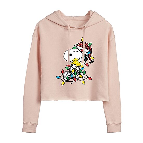 Peanuts Light Cropped Womens Long Sleeve Snoopy Hoodie