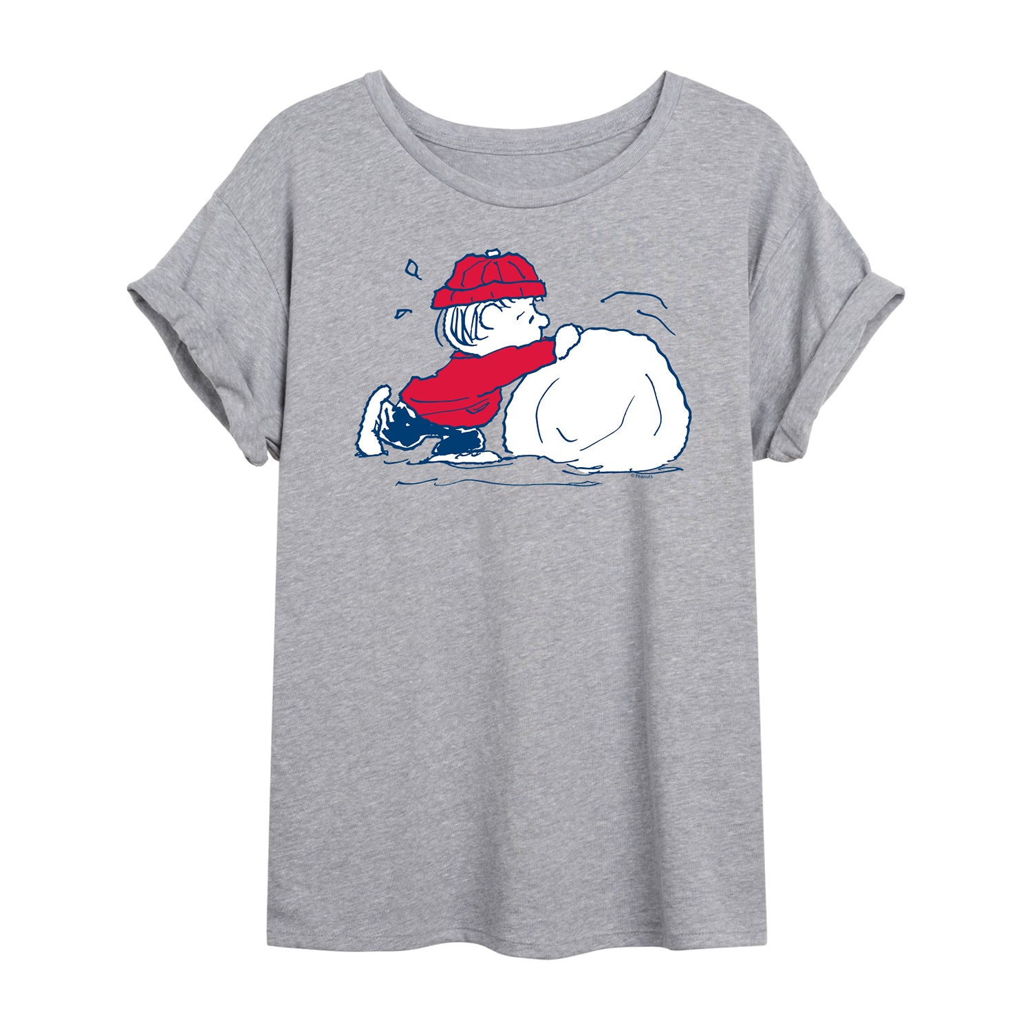 Peanuts Snow Tee Womens Crew Neck Short Sleeve Regular Fit Graphic T-Shirt