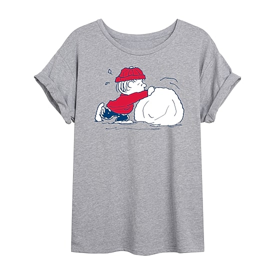 Peanuts Snow Tee Womens Crew Neck Short Sleeve Regular Fit Peanuts Graphic T-Shirt
