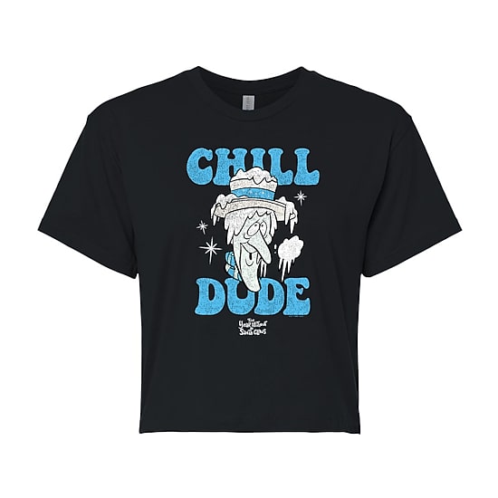 Chill Dude Cropped Tee Womens Crew Neck Short Sleeve Relaxed Fit Graphic T-Shirt