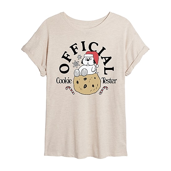Official Cookie Tester Womens Crew Neck Short Sleeve Regular Fit Snoopy Graphic T-Shirt