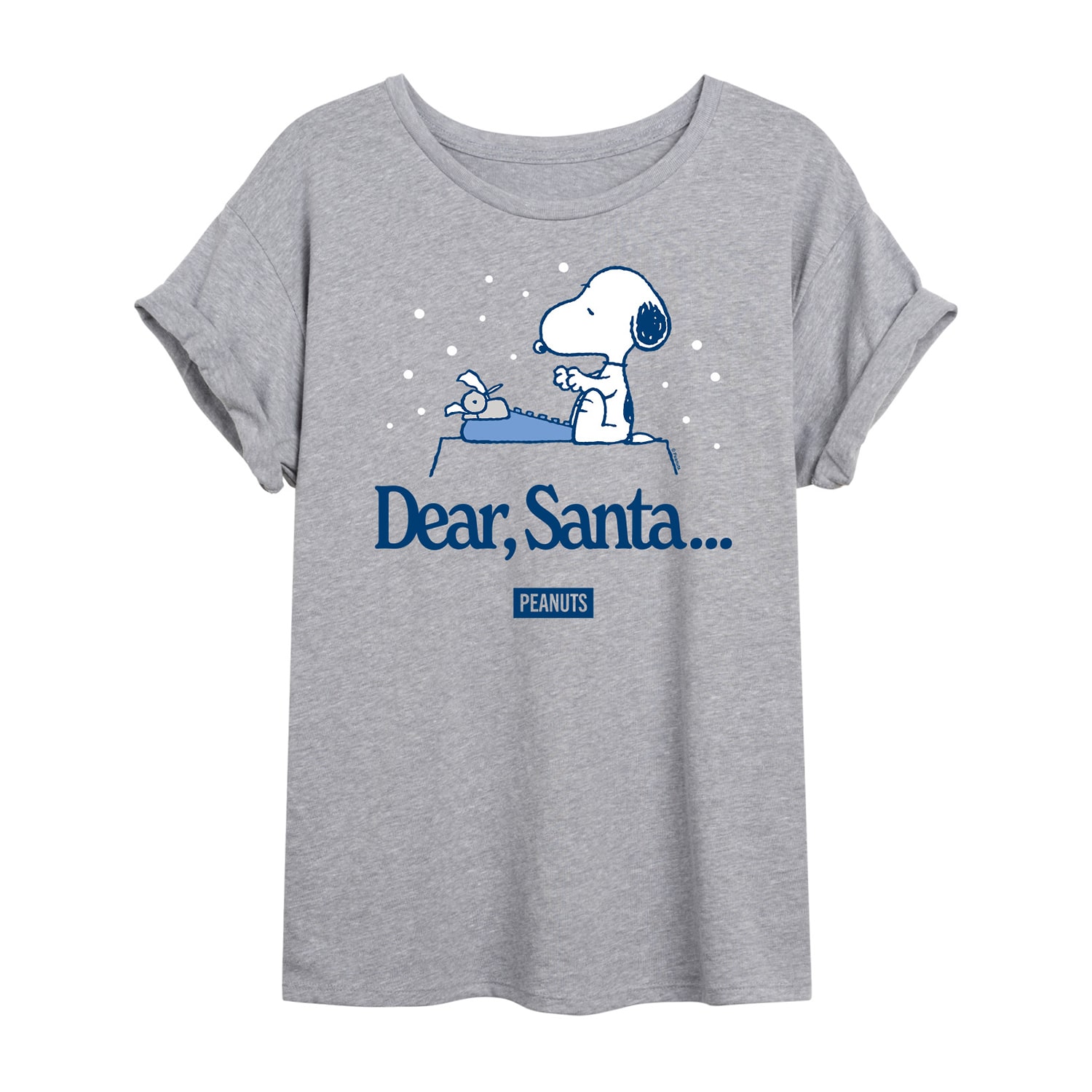Snoopy Santa Tee Womens Crew Neck Short Sleeve Graphic T-Shirt