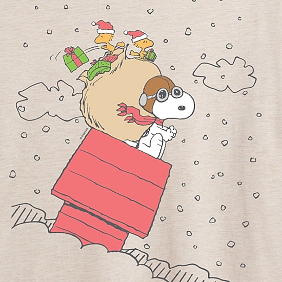 Peanuts Snoopy Flying Tee Womens Crew Neck Short Sleeve Regular Fit Snoopy Graphic T-Shirt