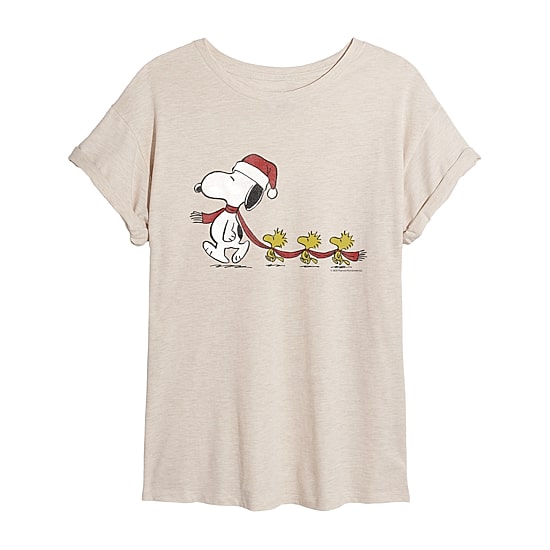 Peants And Woodstock Scarf Tee Womens Crew Neck Short Sleeve Regular Fit Snoopy Graphic T-Shirt