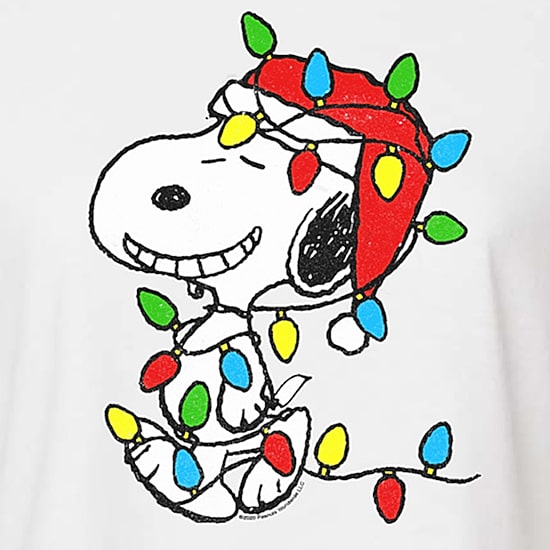 Peanuts Snoopy Light Tee Womens Crew Neck Short Sleeve Regular Fit Snoopy Graphic T-Shirt