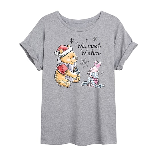 Winnie The Pooh And Piglet Wishes Tee Womens Crew Neck Short Sleeve Winnie The Pooh Graphic T-Shirt