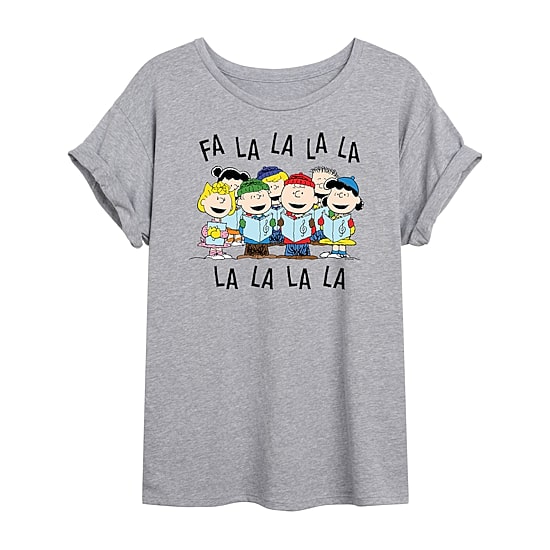 Fa La La Tee Womens Crew Neck Short Sleeve Regular Fit Peanuts Graphic T-Shirt