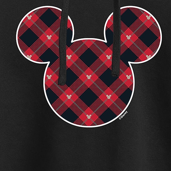 Plaid Cropped Womens Juniors Long Sleeve Mickey Mouse Hoodie
