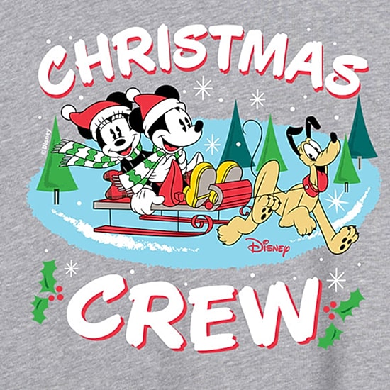 Christmas Crew Tee Womens Crew Neck Short Sleeve Regular Fit Mickey and Friends Graphic T-Shirt