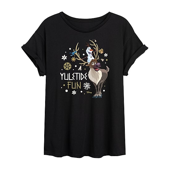 Sven Yulletide Fun Tee Womens Crew Neck Short Sleeve Regular Fit Frozen Graphic T-Shirt