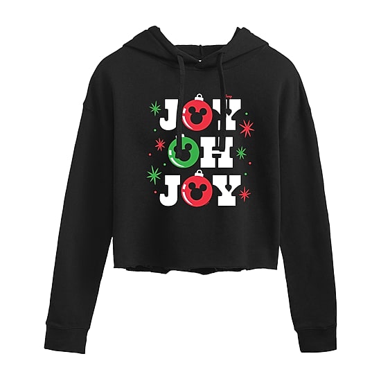 Cropped Womens Juniors Long Sleeve Mickey Mouse Hoodie