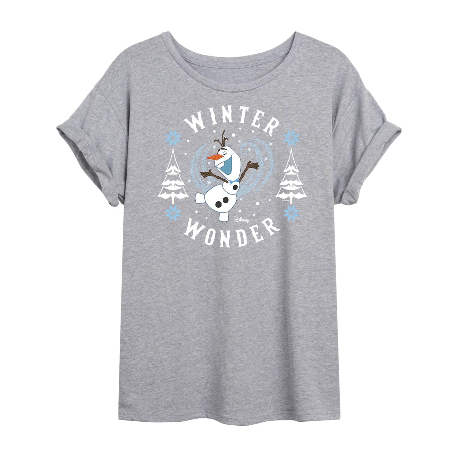 Frozen Olaf Winter Wonder Womens Crew Neck Short Sleeve Regular Fit Graphic T-Shirt
