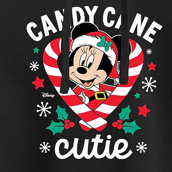 Candy Cane Cutie Womens Juniors Long Sleeve Minnie Mouse Hoodie