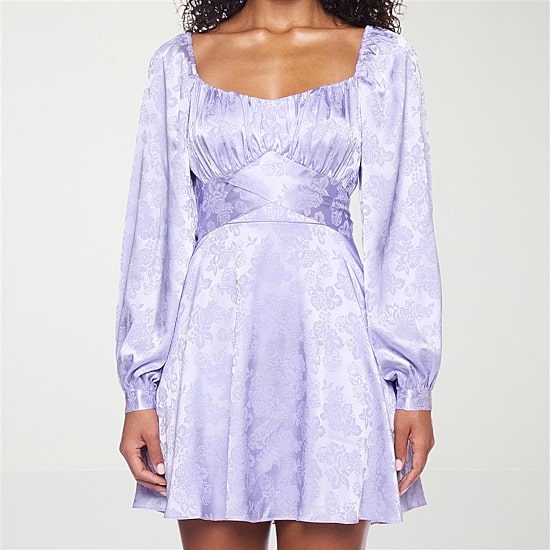 B. Smart Womens Juniors Scoop Neck Long Sleeve Babydoll Dress