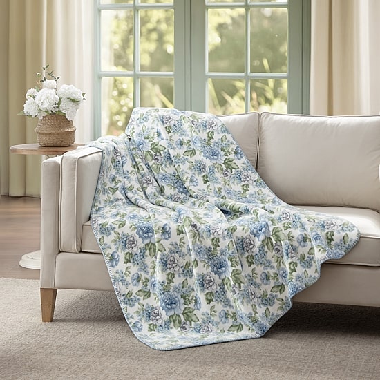 LAURA ASHLEY LA-CIC コイルインコイル ダブルサイズ140cm Laura Ashley Reversible Coco Plush Throw - JCPenney